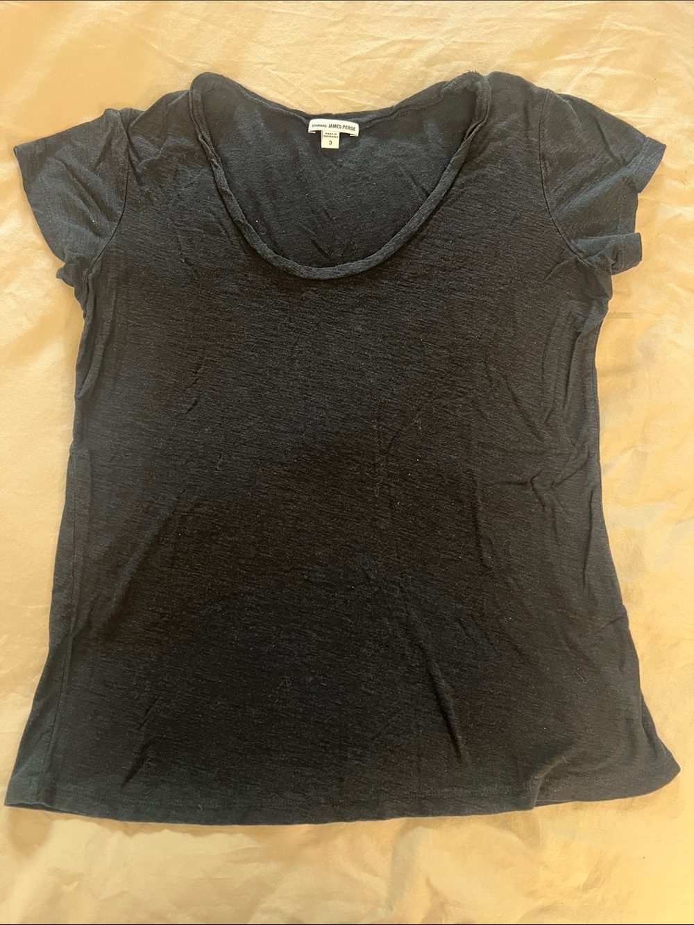 James Perse Black Scoop Neck Short Sleeve Tee